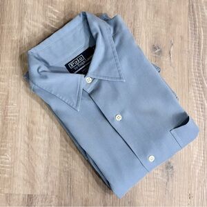 POLO RALPH LAUREN Marlowe Long Sleeve Shirt Blue Silk Blend Medium Chest Pocket